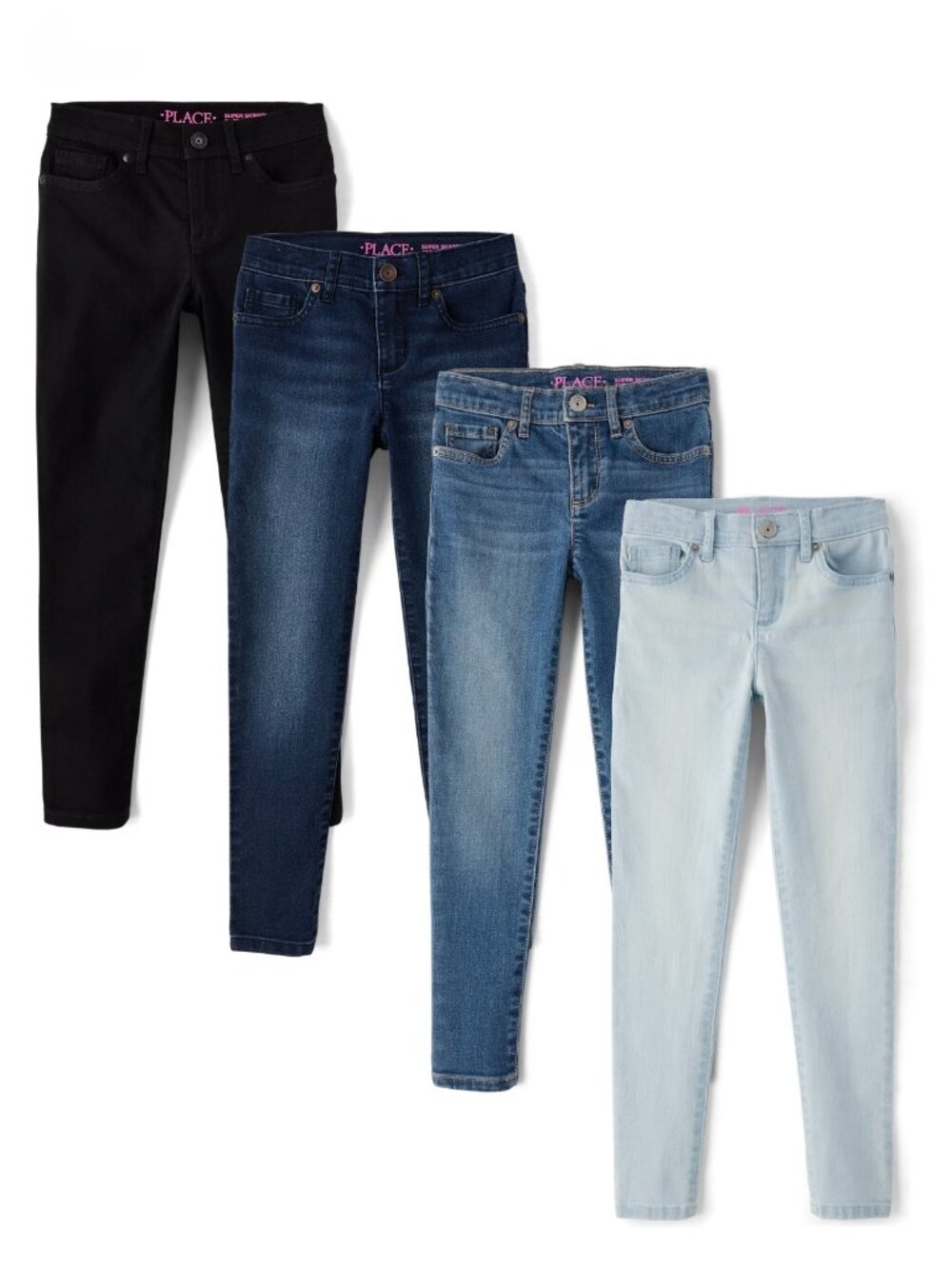 Pack of 4 The Children's Place Girls Super Skinny Mid Rise Jeans Size 10
